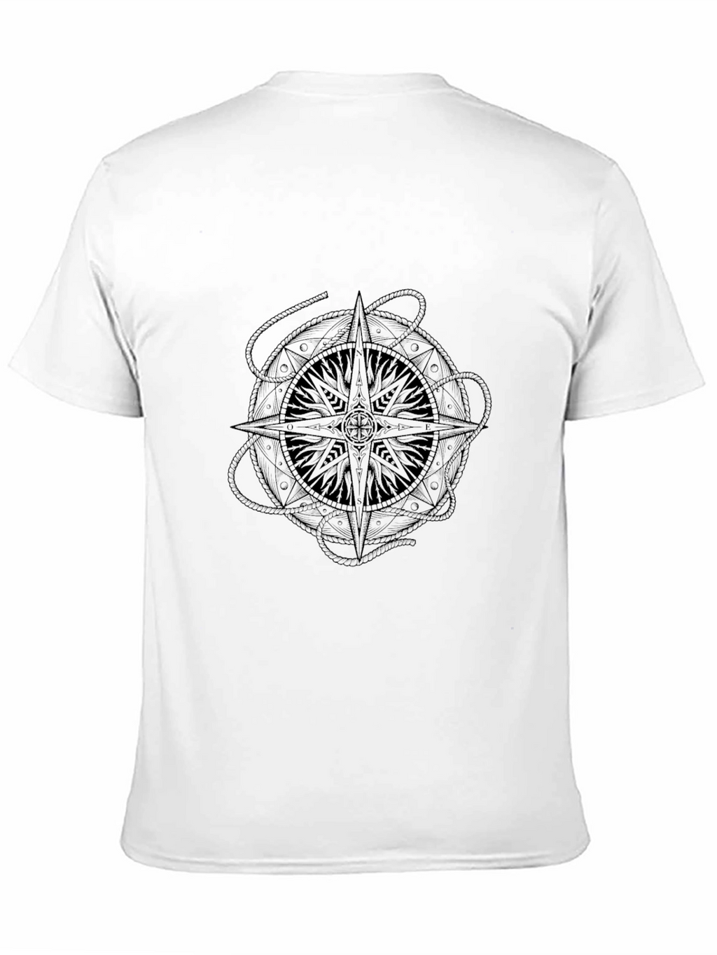 Black Compass Rose Graphic Print T-Shirt