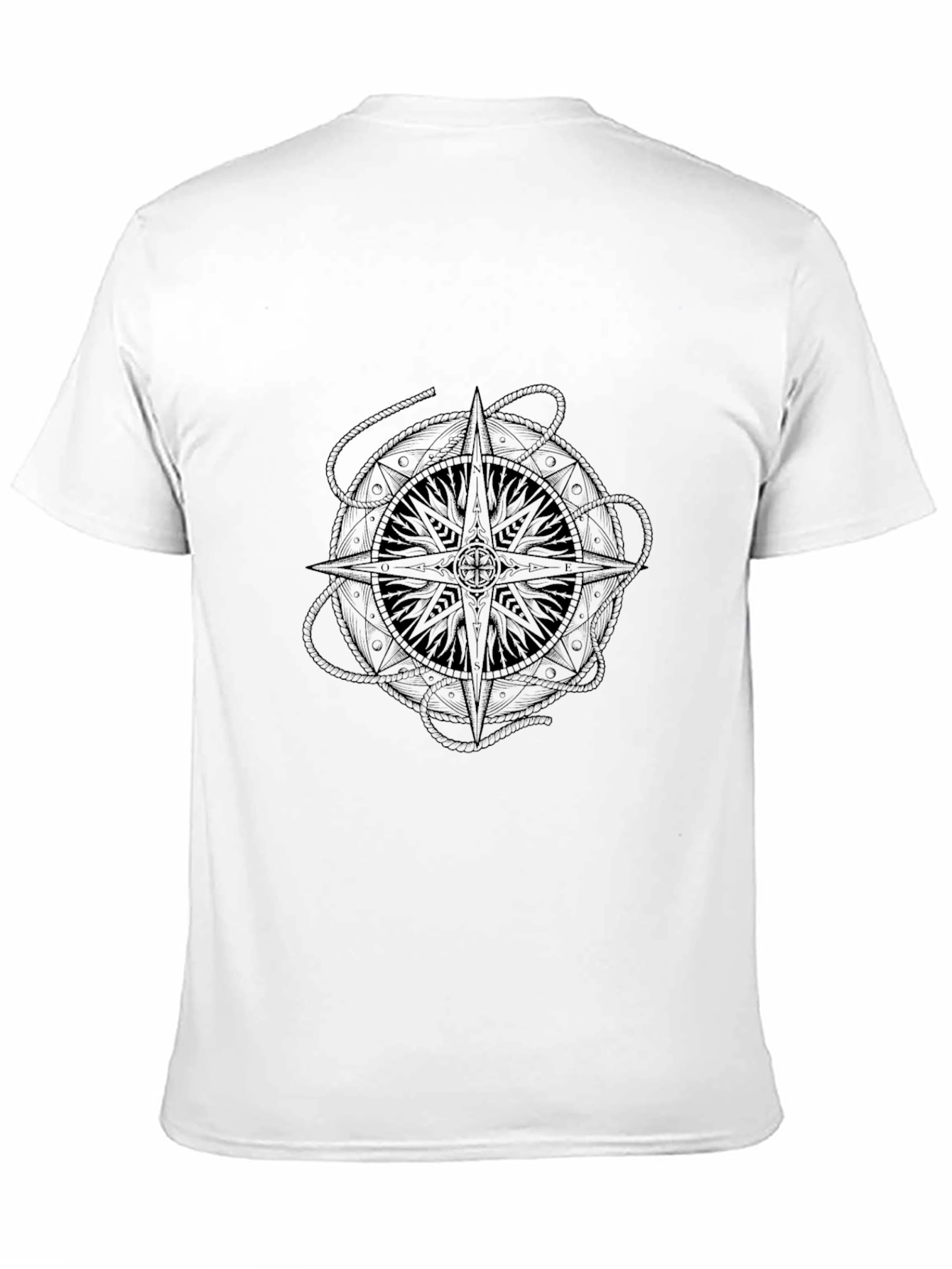 Black Compass Rose Graphic Print T-Shirt