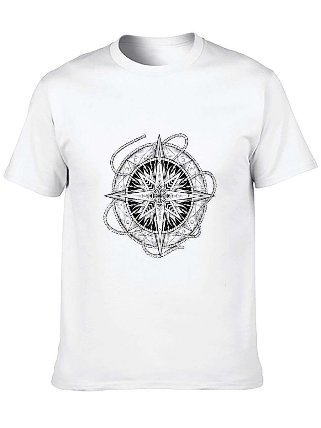 Black Compass Rose Graphic Print T-Shirt