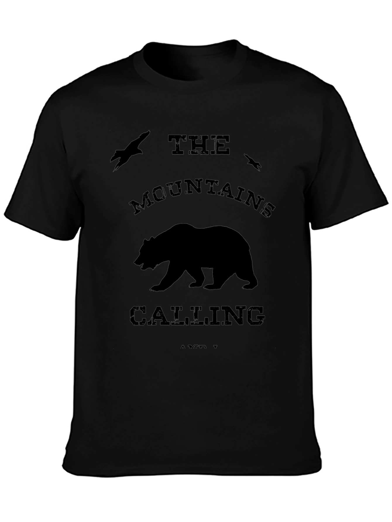 Mountains Calling Bear Graphic Tee - Black