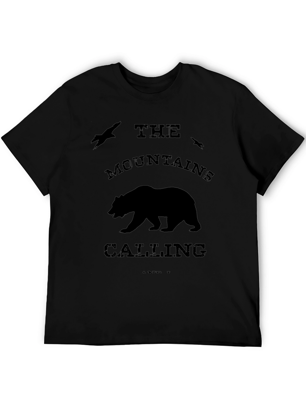 Mountains Calling Bear Graphic Tee - Black