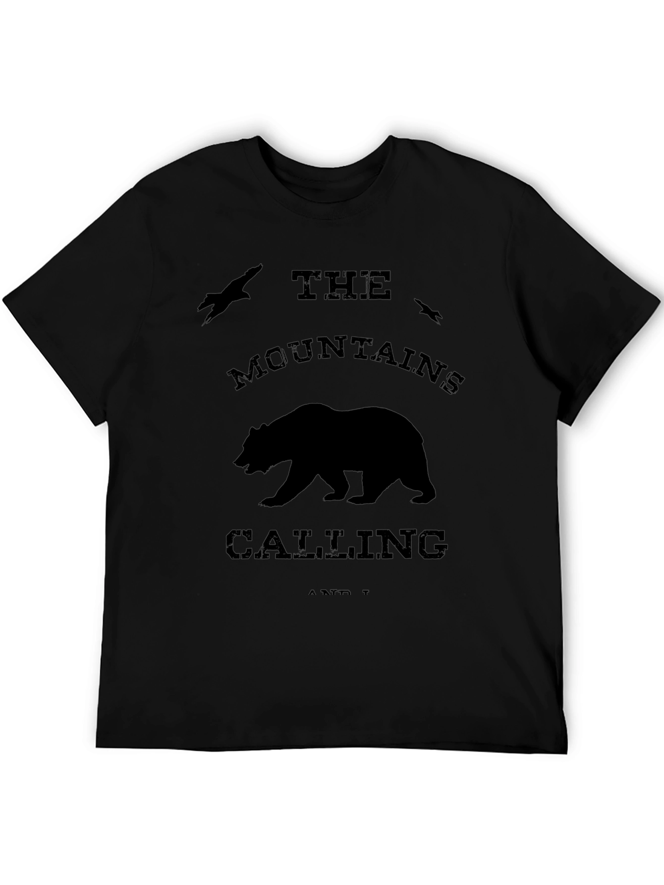 Mountains Calling Bear Graphic Tee - Black