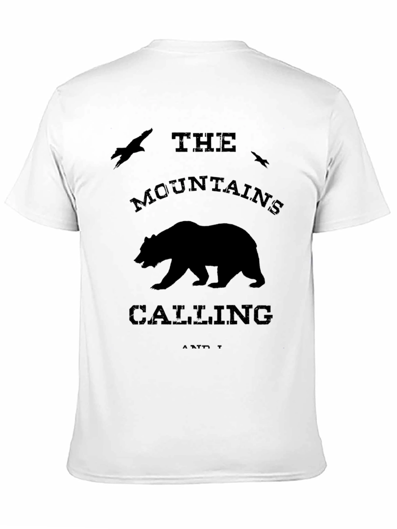 Mountains Calling Bear Graphic Tee - Black