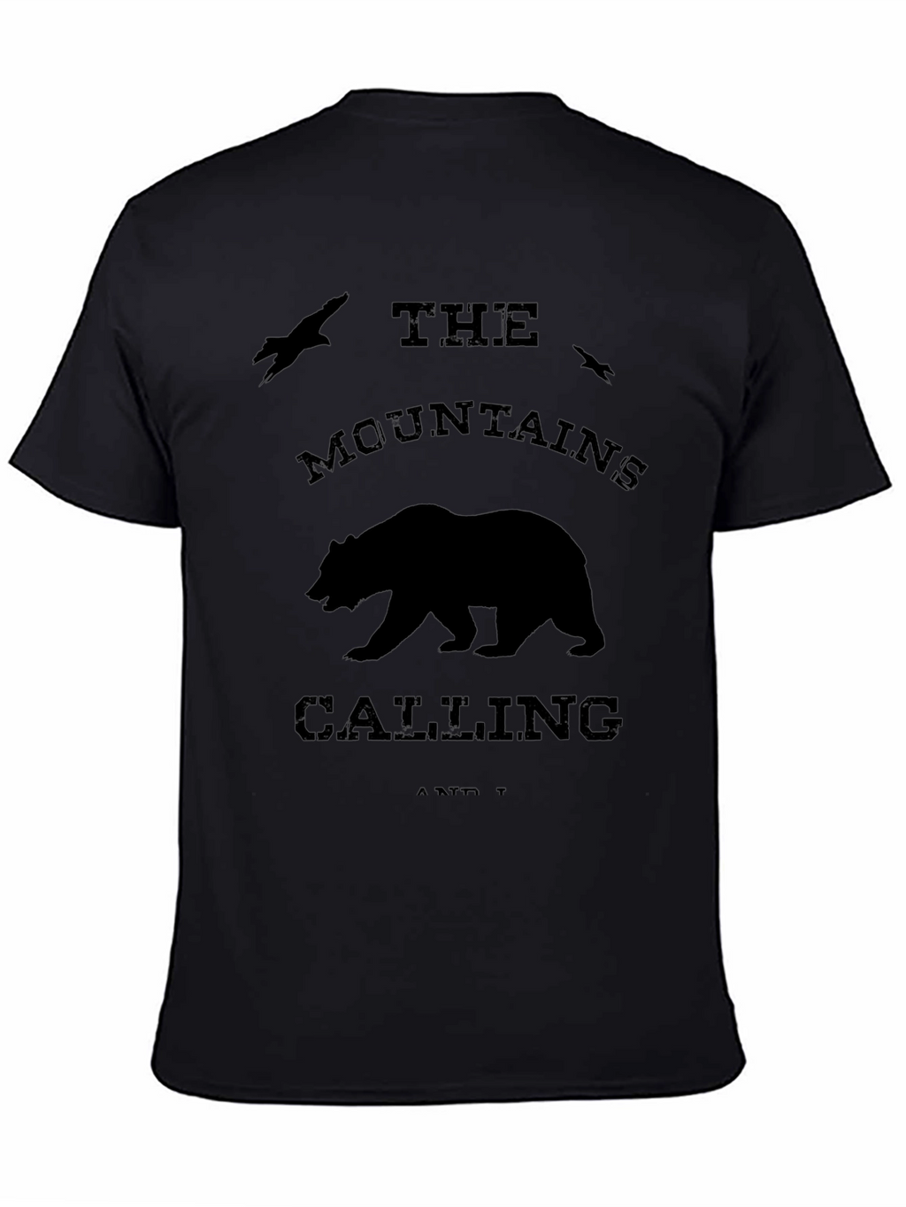 Mountains Calling Bear Graphic Tee - Black