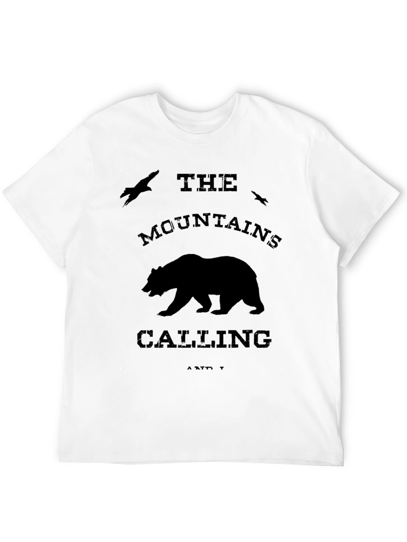 Mountains Calling Bear Graphic Tee - Black