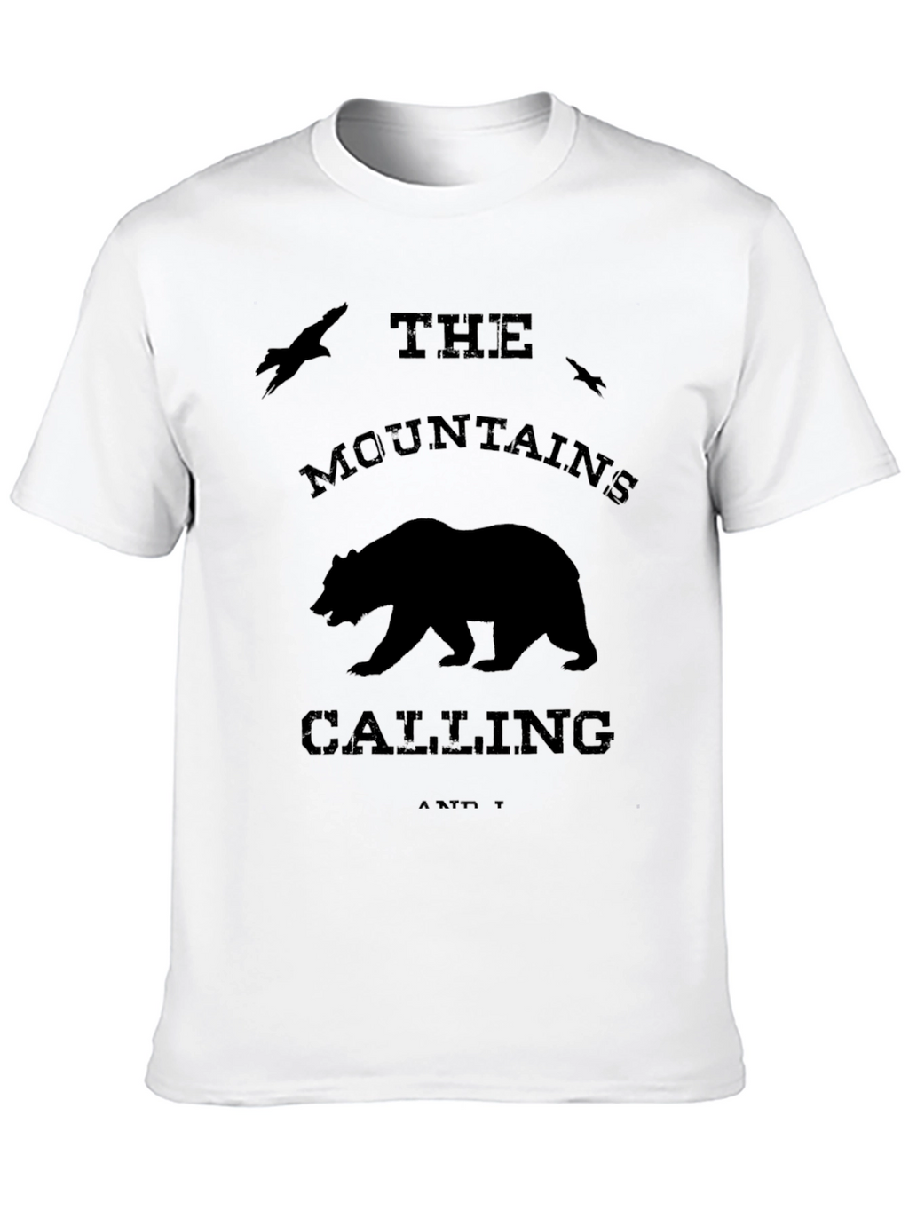 Mountains Calling Bear Graphic Tee - Black