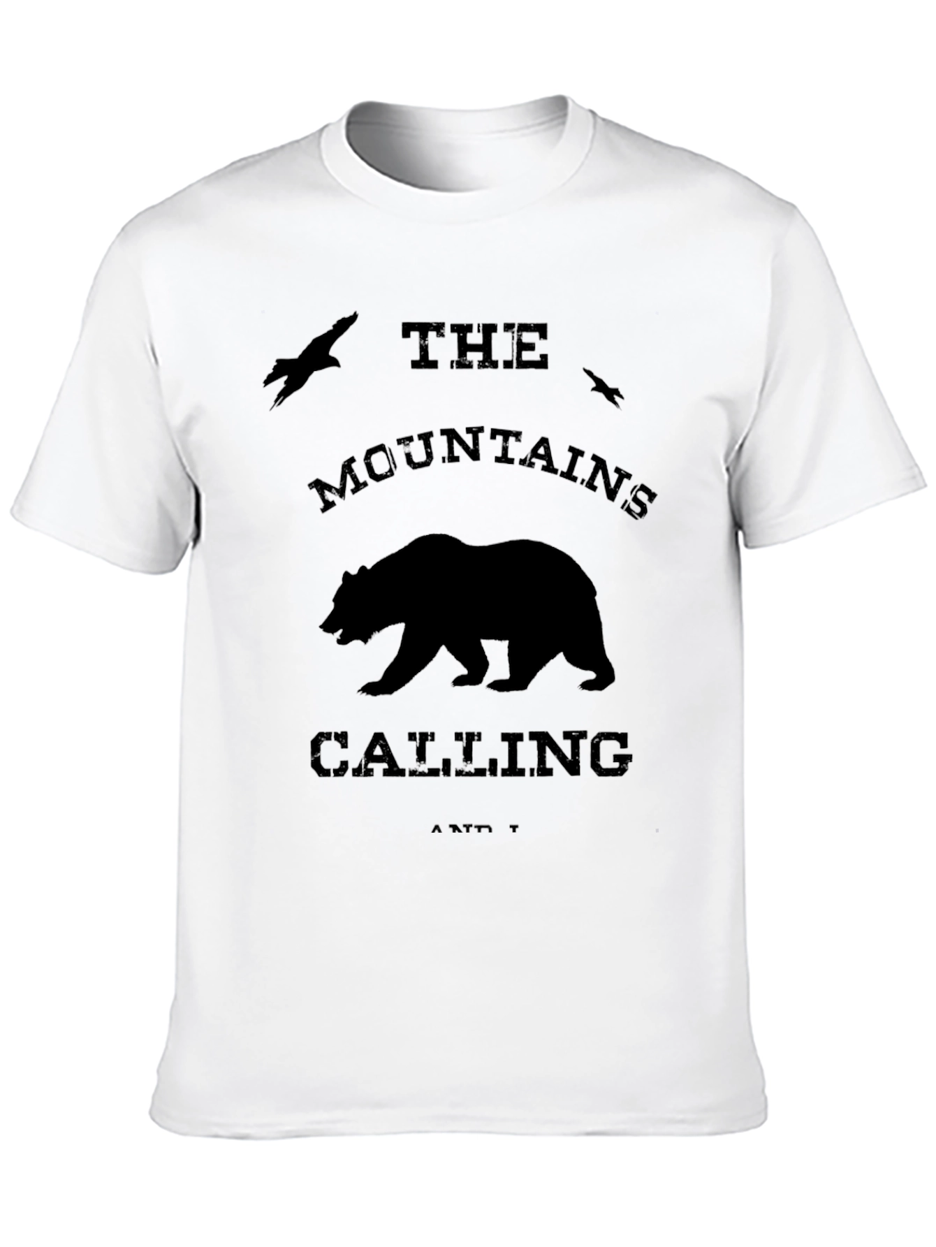 Mountains Calling Bear Graphic Tee - Black