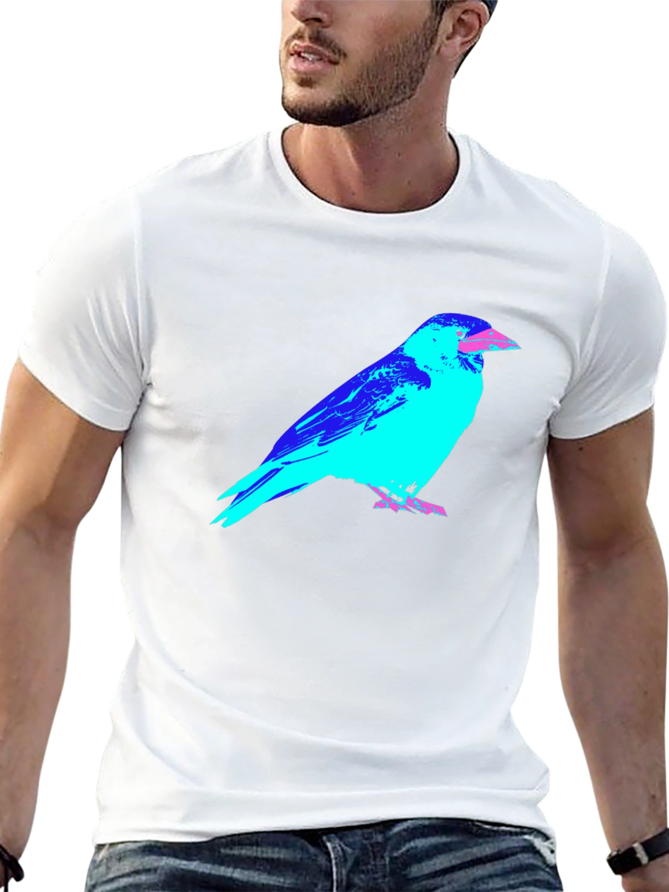 Abstract Crow Graphic Black T-Shirt