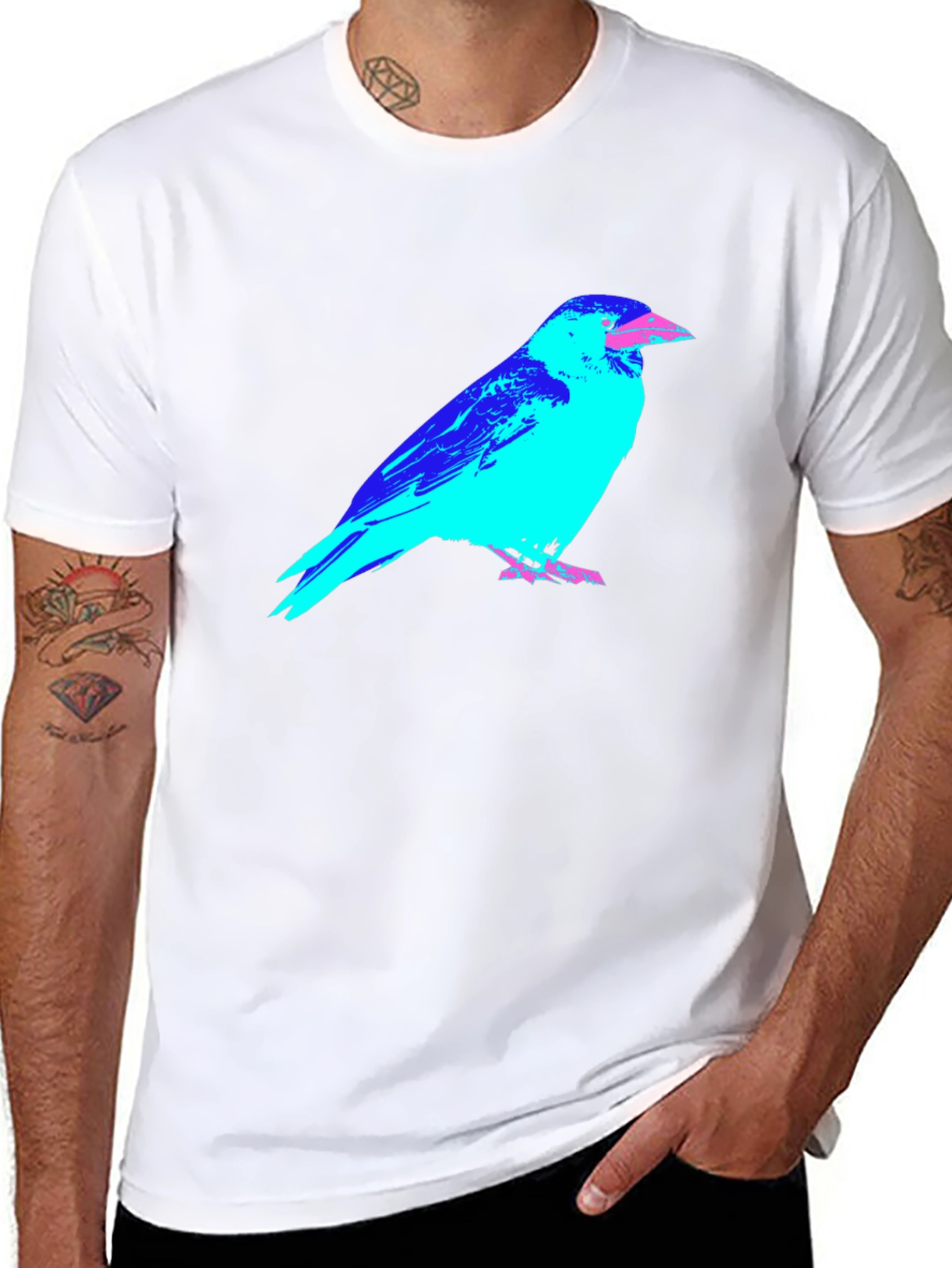 Abstract Crow Graphic Black T-Shirt
