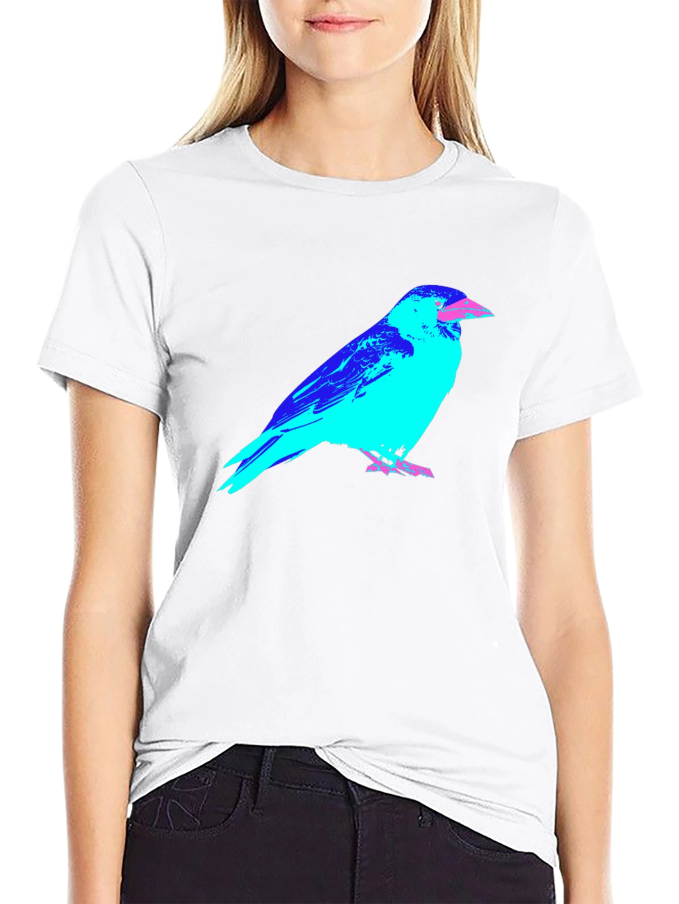 Abstract Crow Graphic Black T-Shirt