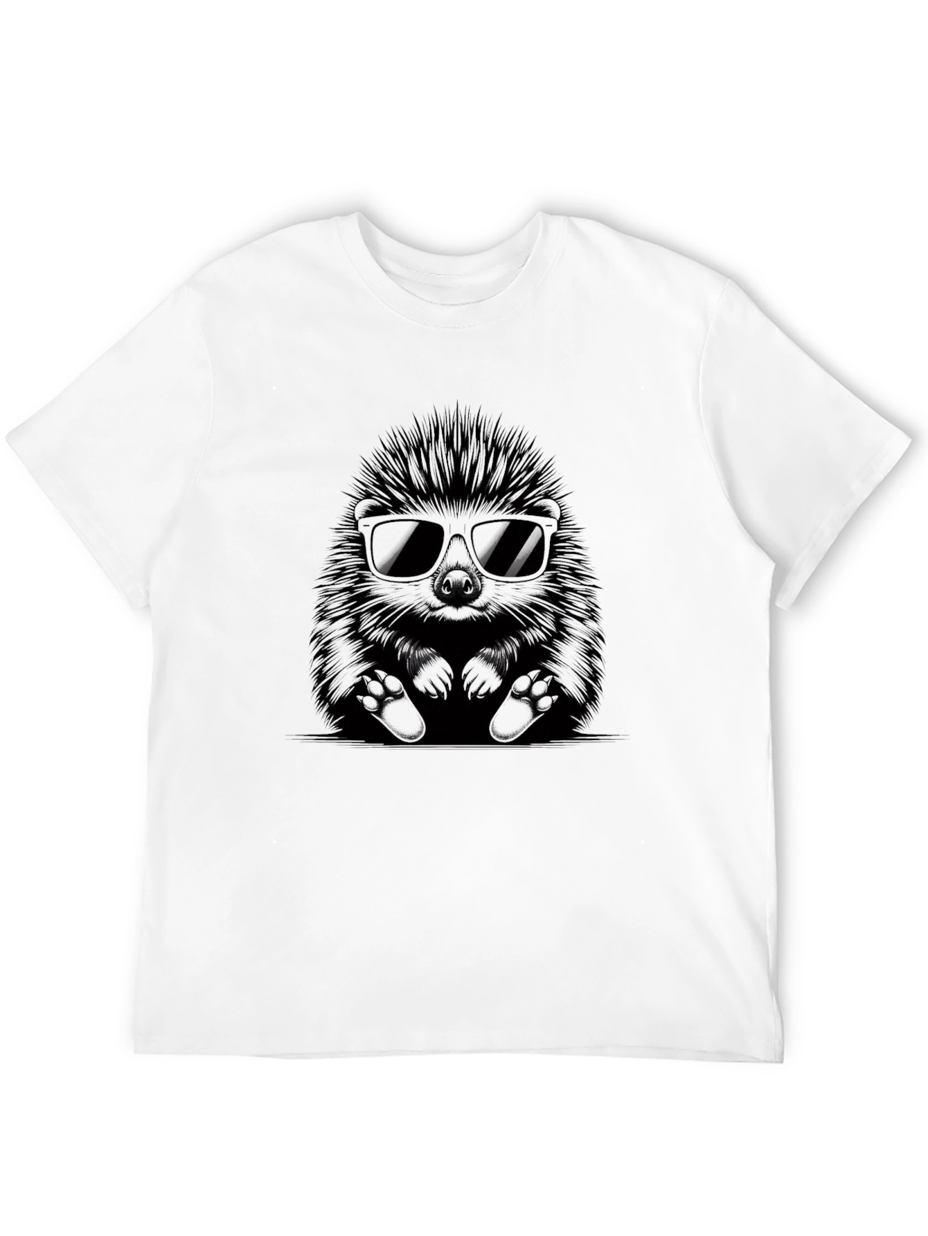 Cool Hedgehog Graphic Tee - Black Cotton Shirt