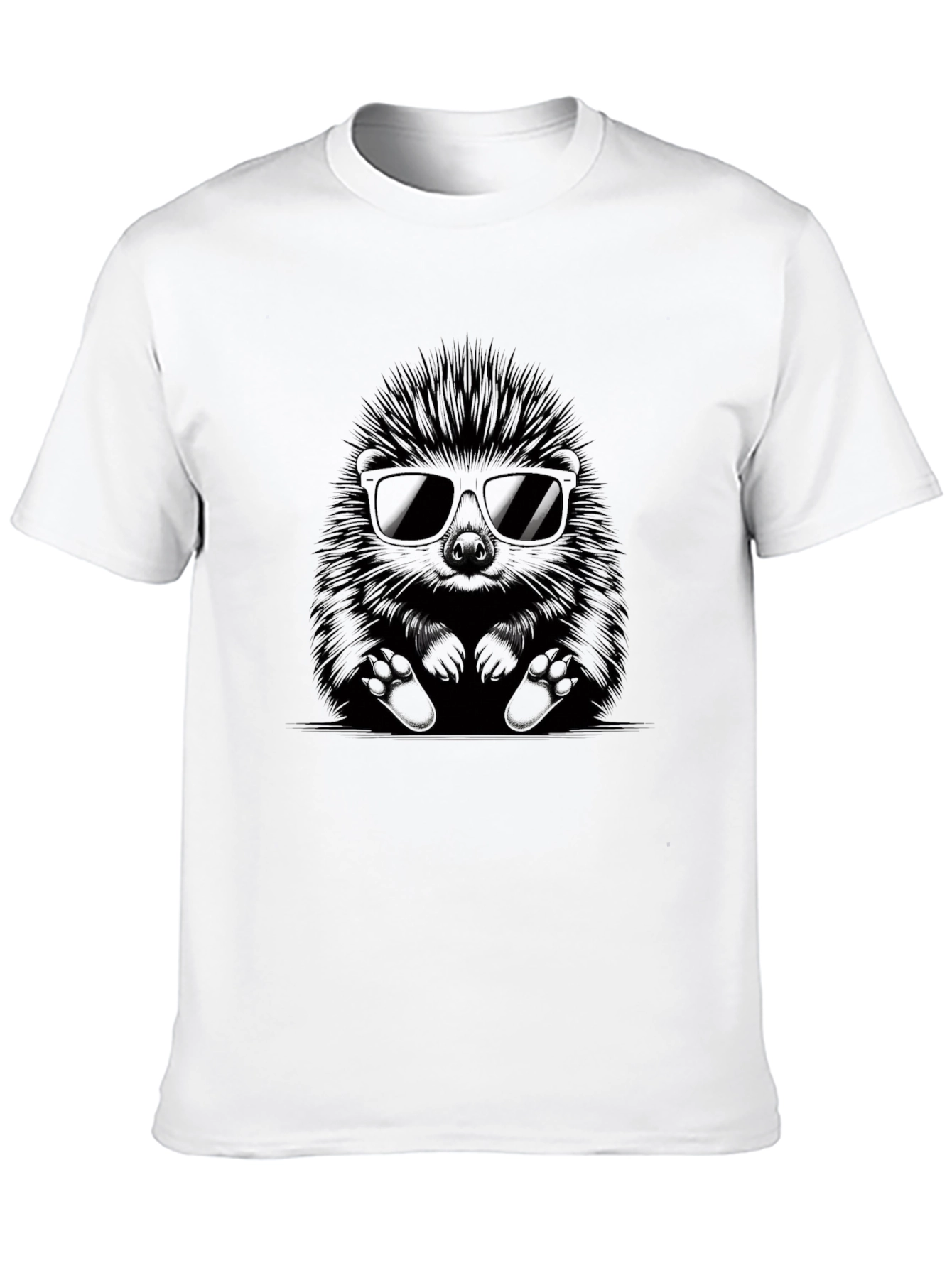 Cool Hedgehog Graphic Tee - Black Cotton Shirt