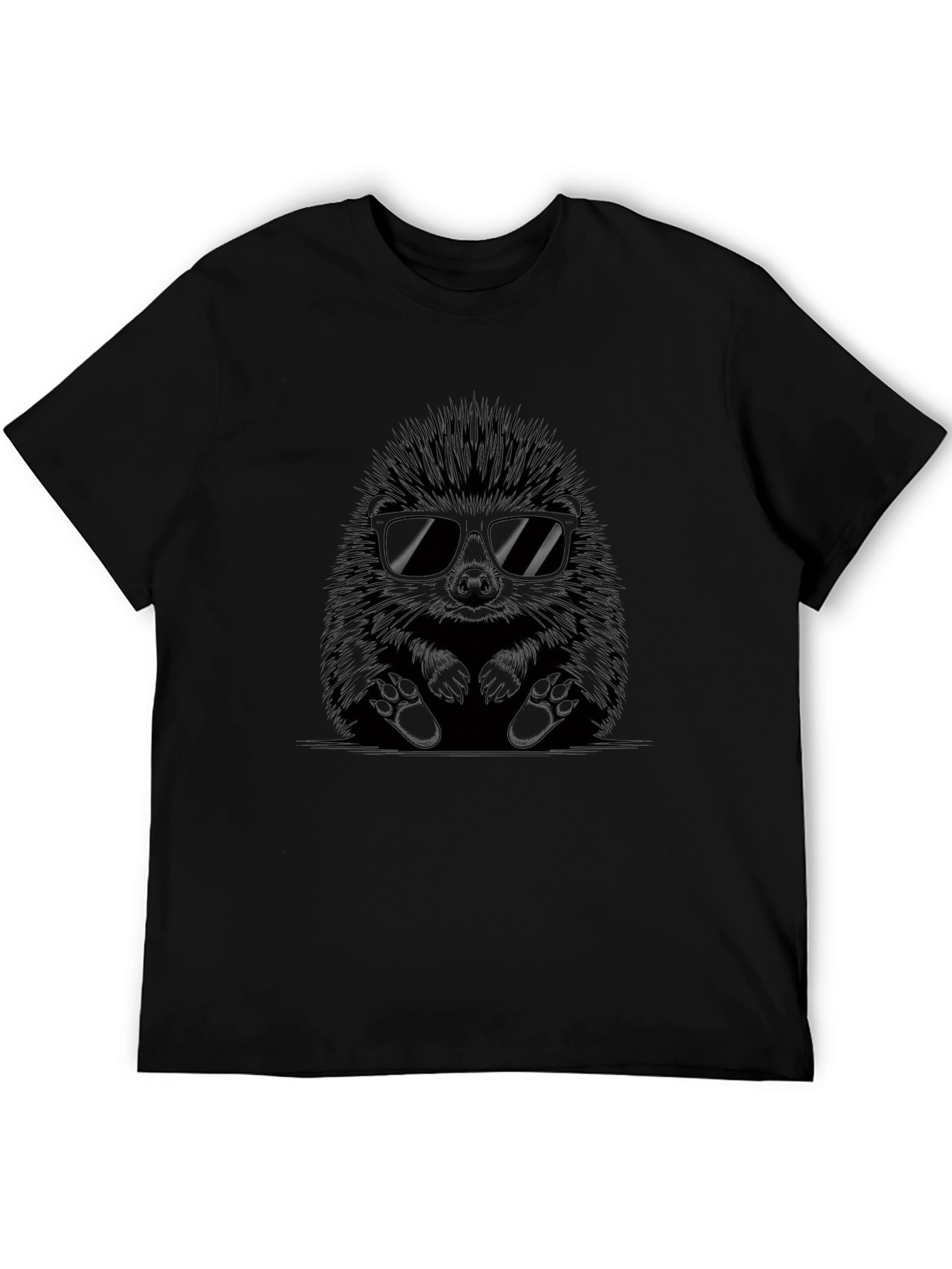 Cool Hedgehog Graphic Tee - Black Cotton Shirt