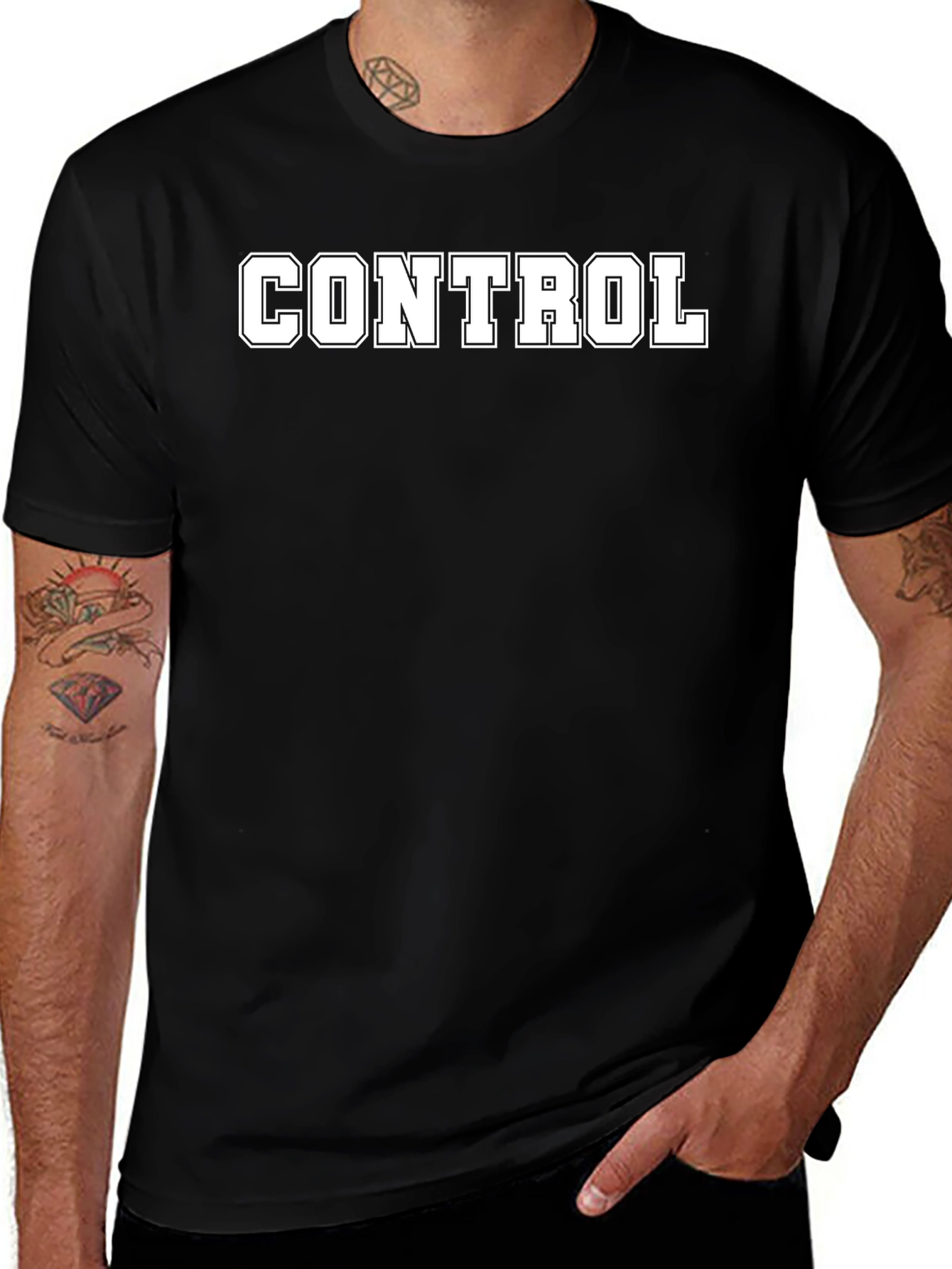 Control T-Shirt - Black Crew Neck Tee