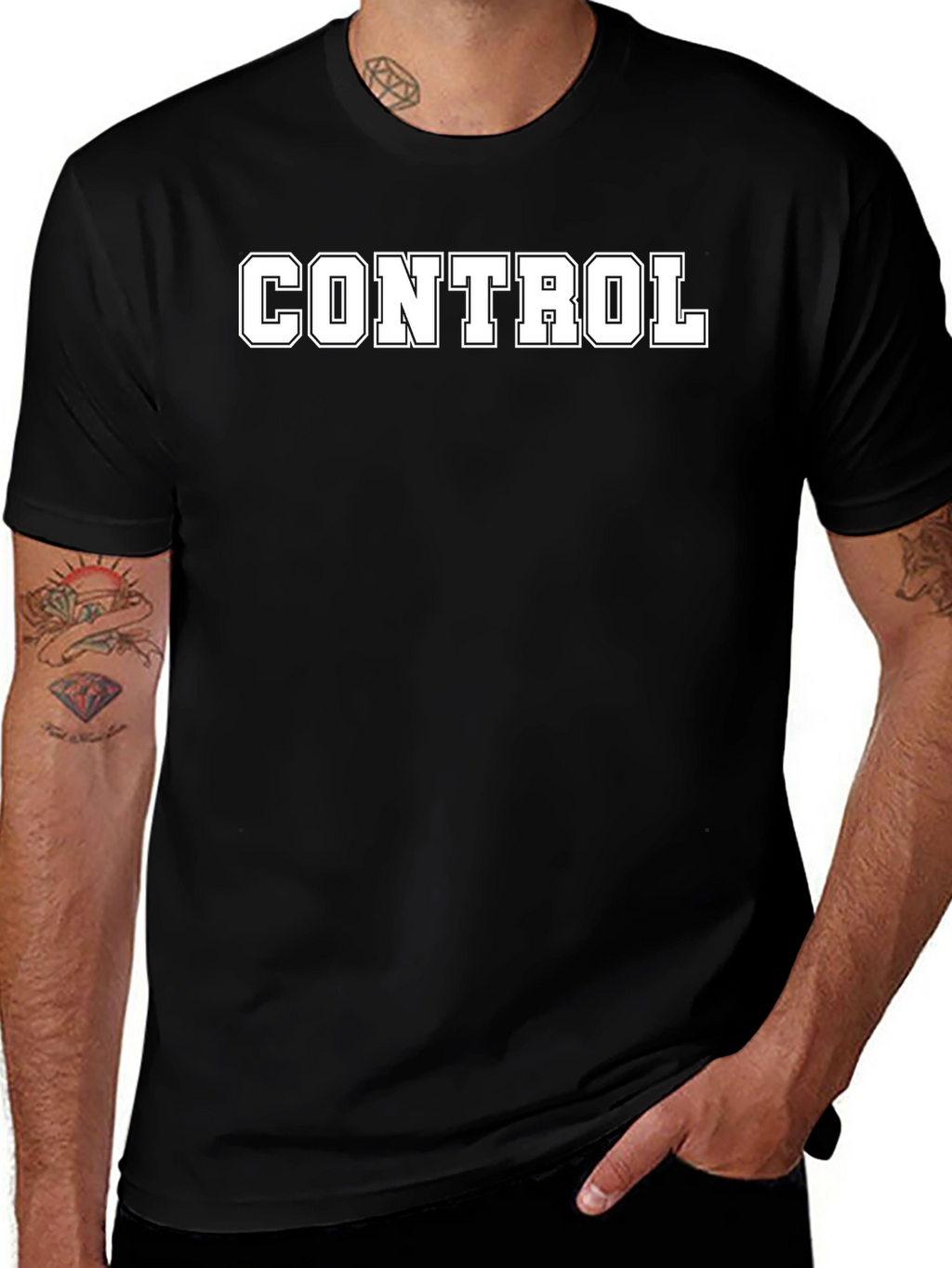 Control T-Shirt - Black Crew Neck Tee