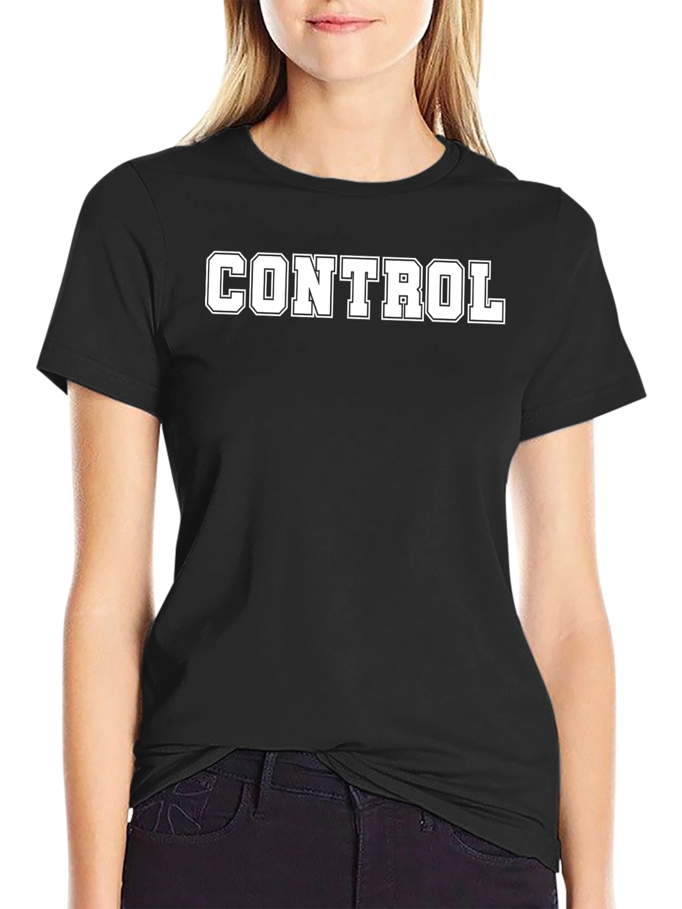 Control T-Shirt - Black Crew Neck Tee