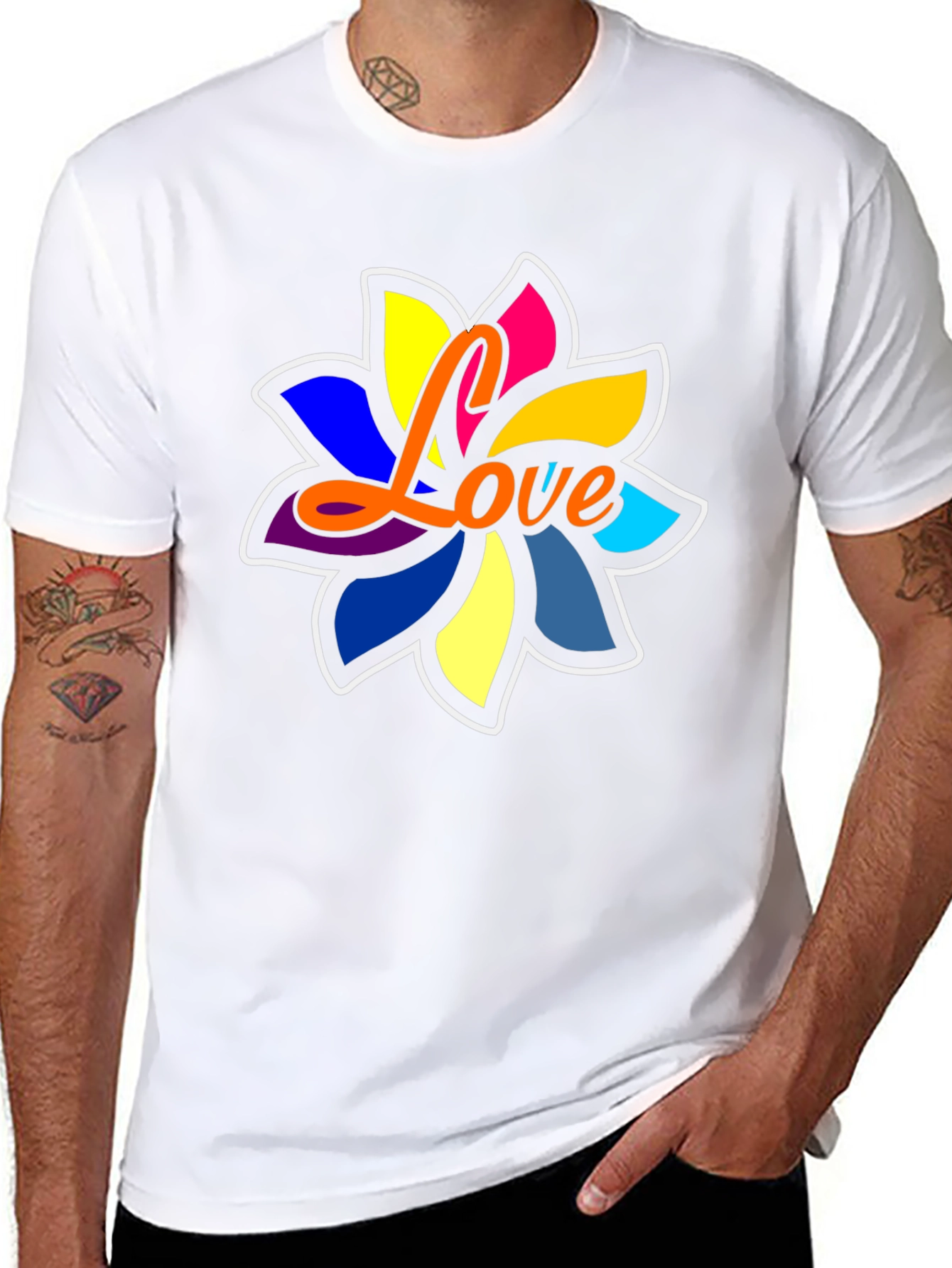 Love Flower Graphic Tee - Black Cotton Blend Comfort