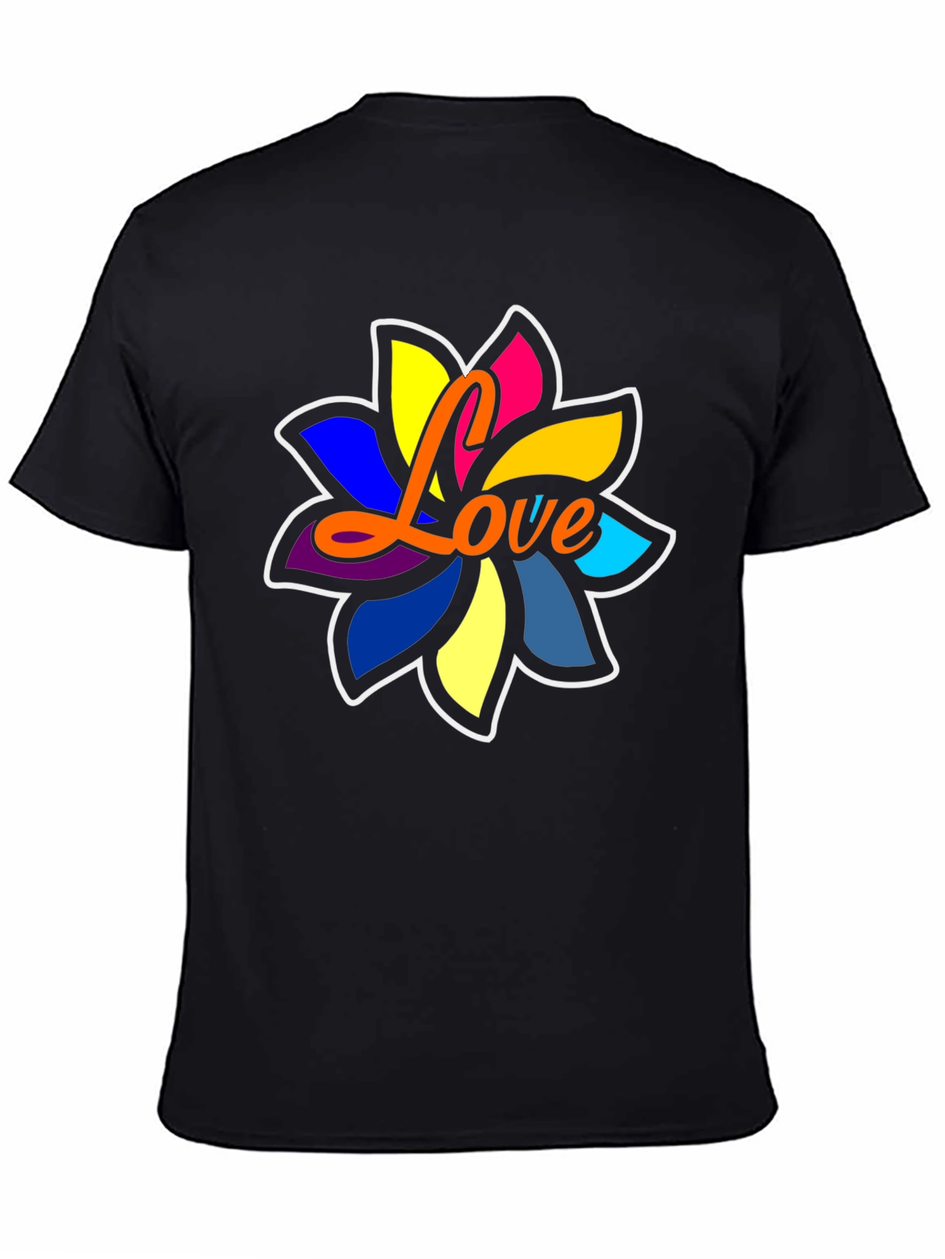 Love Flower Graphic Tee - Black Cotton Blend Comfort