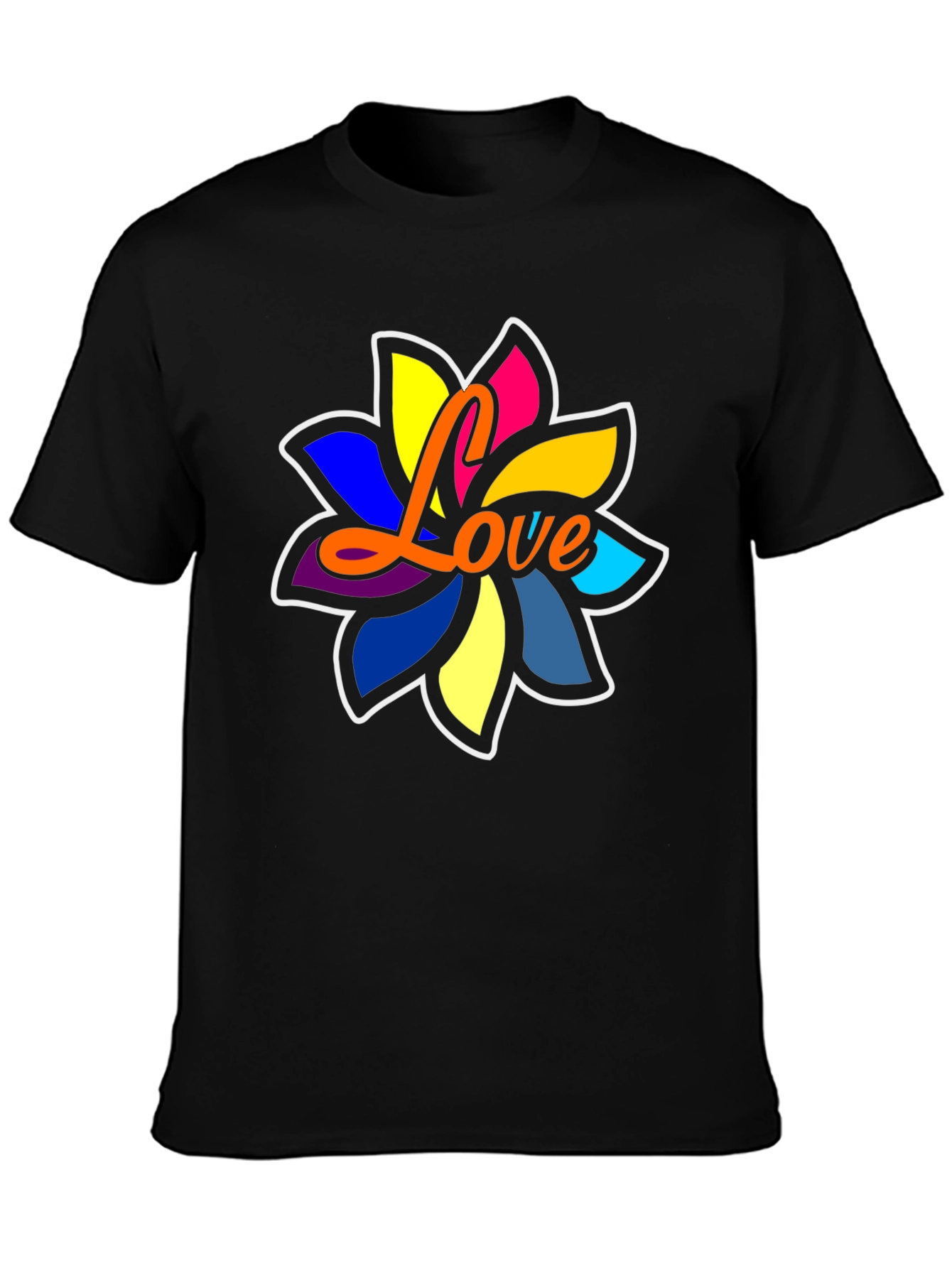 Love Flower Graphic Tee - Black Cotton Blend Comfort