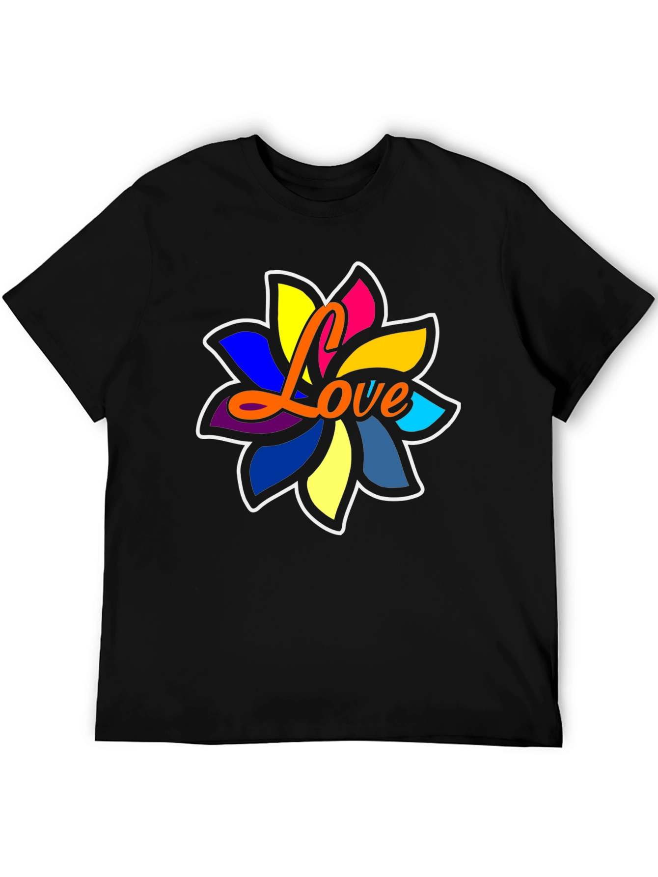 Love Flower Graphic Tee - Black Cotton Blend Comfort
