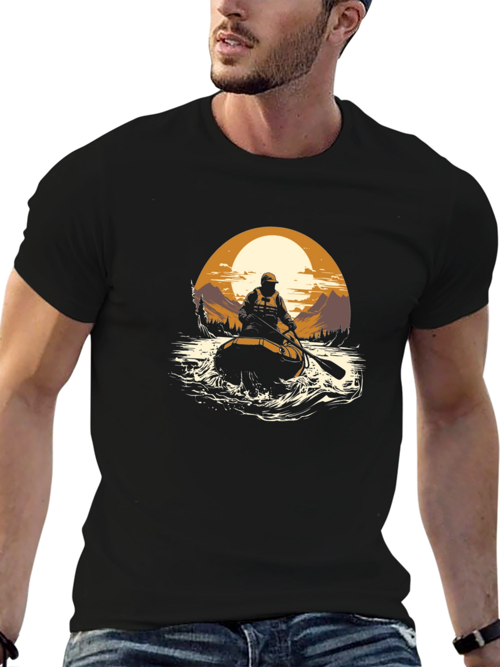 Black River Rafting Graphic T-Shirt
