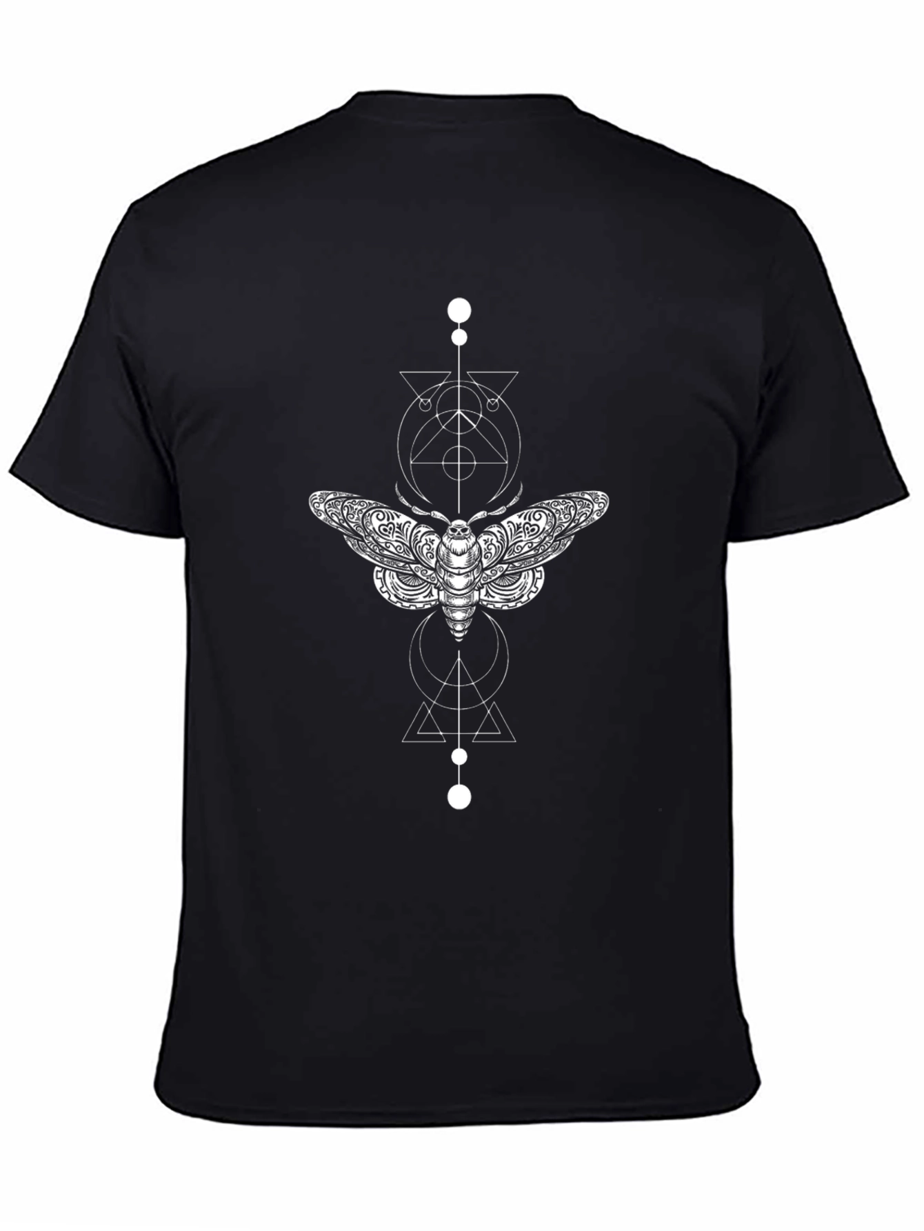 Geometric Moth Graphic Tee - Modern Black T-Shirt