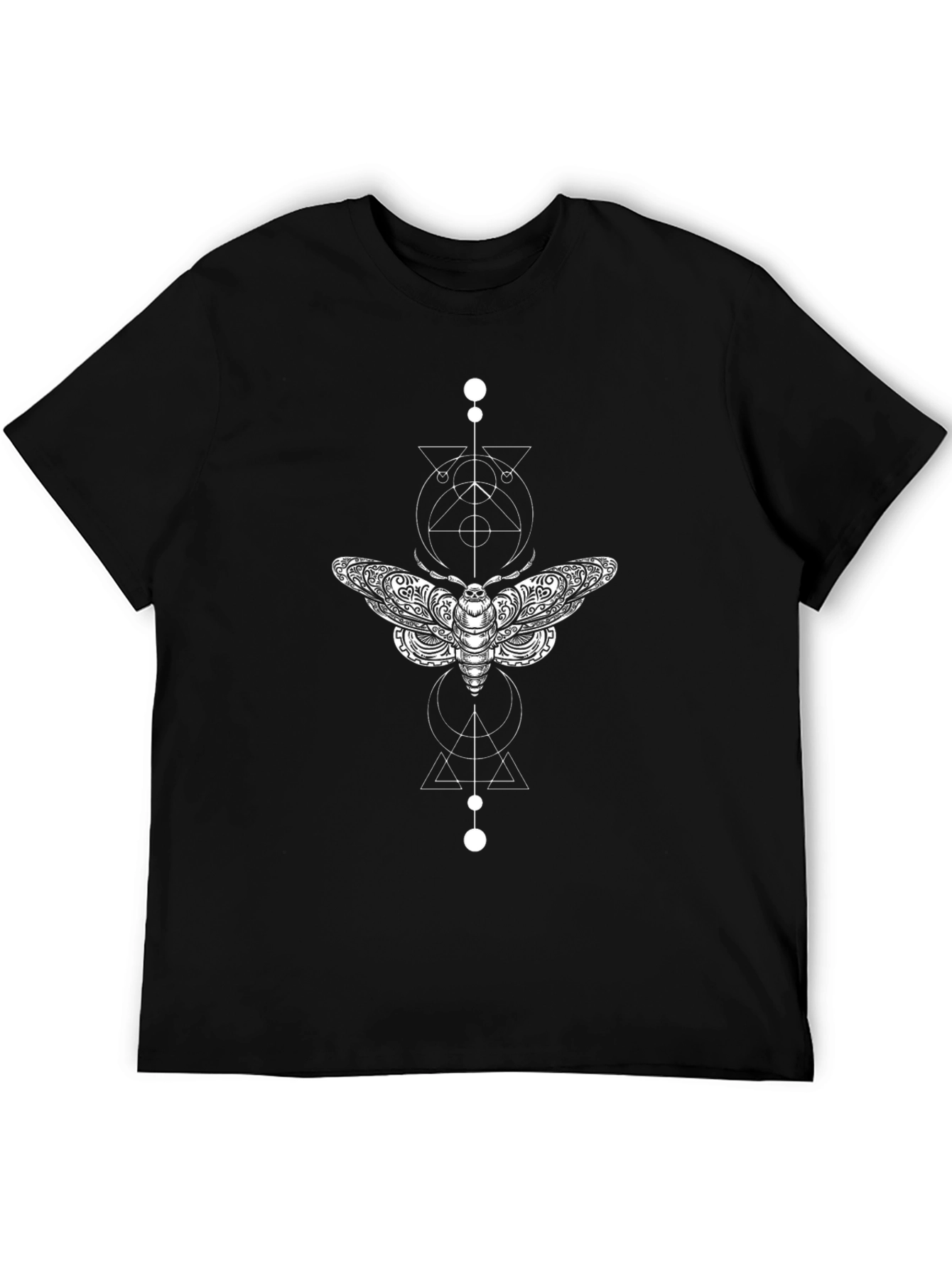 Geometric Moth Graphic Tee - Modern Black T-Shirt