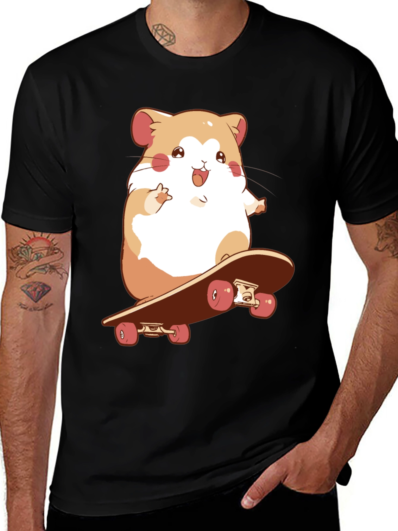 Hamster Skateboard Graphic Tee - Fun & Unique