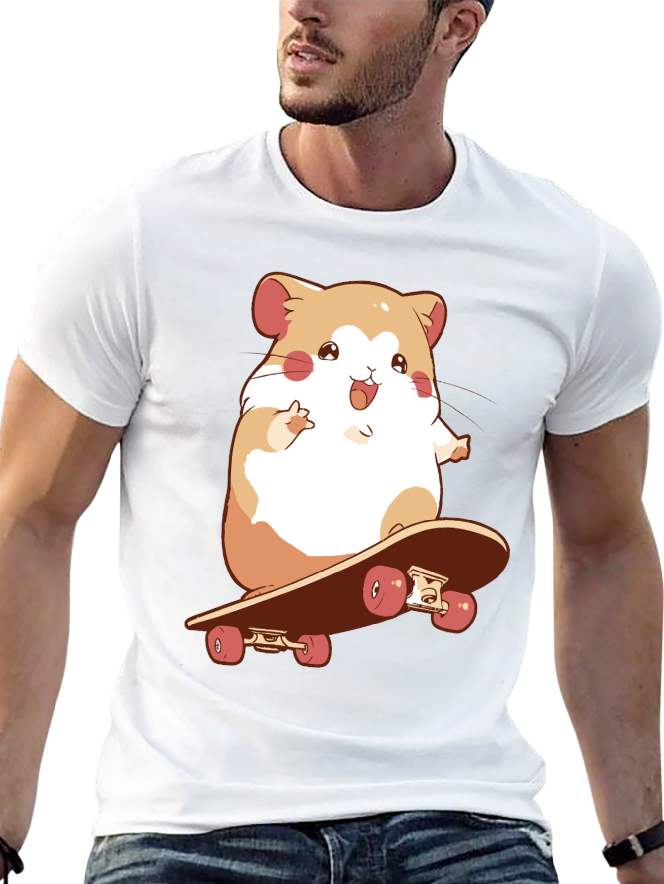 Hamster Skateboard Graphic Tee - Fun & Unique