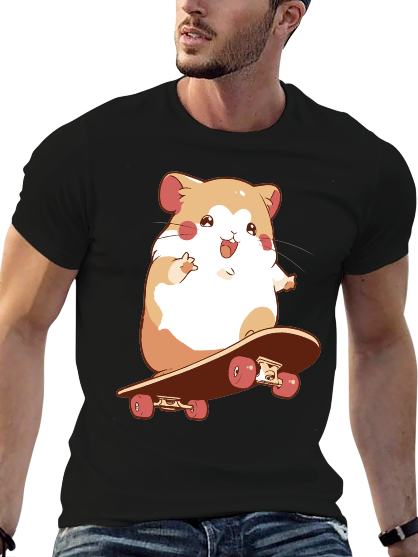 Hamster Skateboard Graphic Tee - Fun & Unique