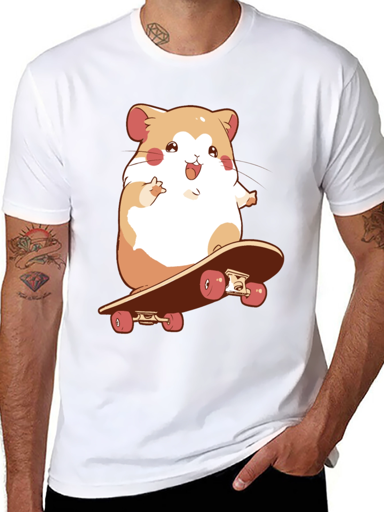 Hamster Skateboard Graphic Tee - Fun & Unique
