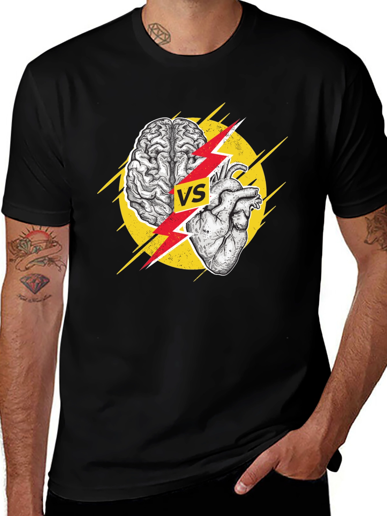 Brain vs Heart Black T-Shirt