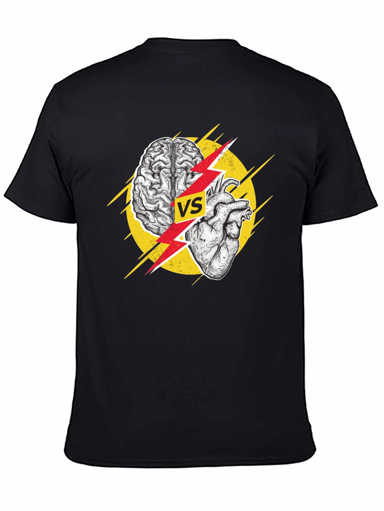 Brain vs Heart Black T-Shirt