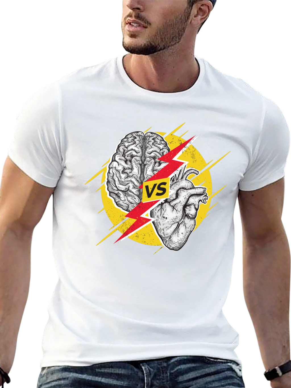 Brain vs Heart Black T-Shirt