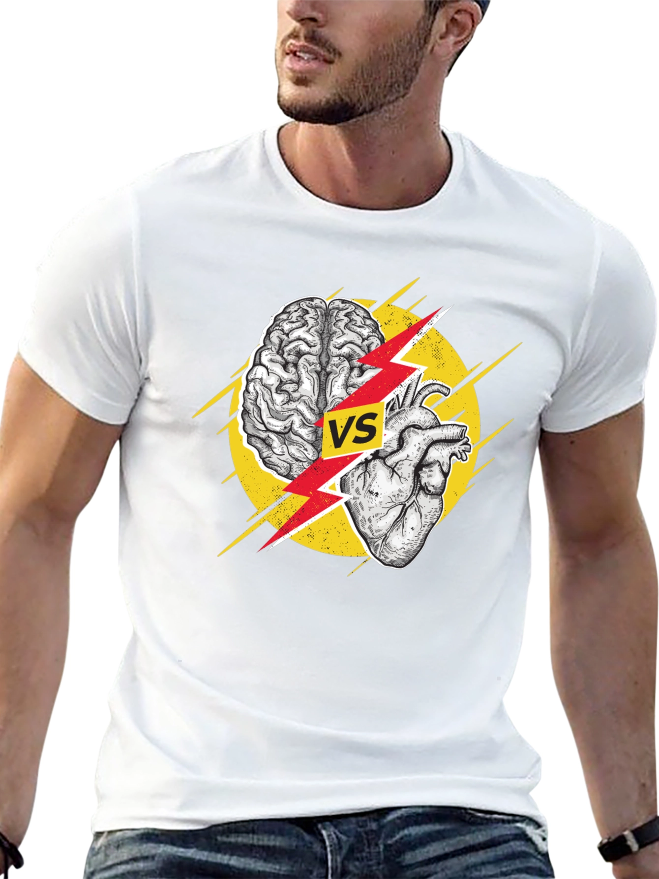 Brain vs Heart Black T-Shirt