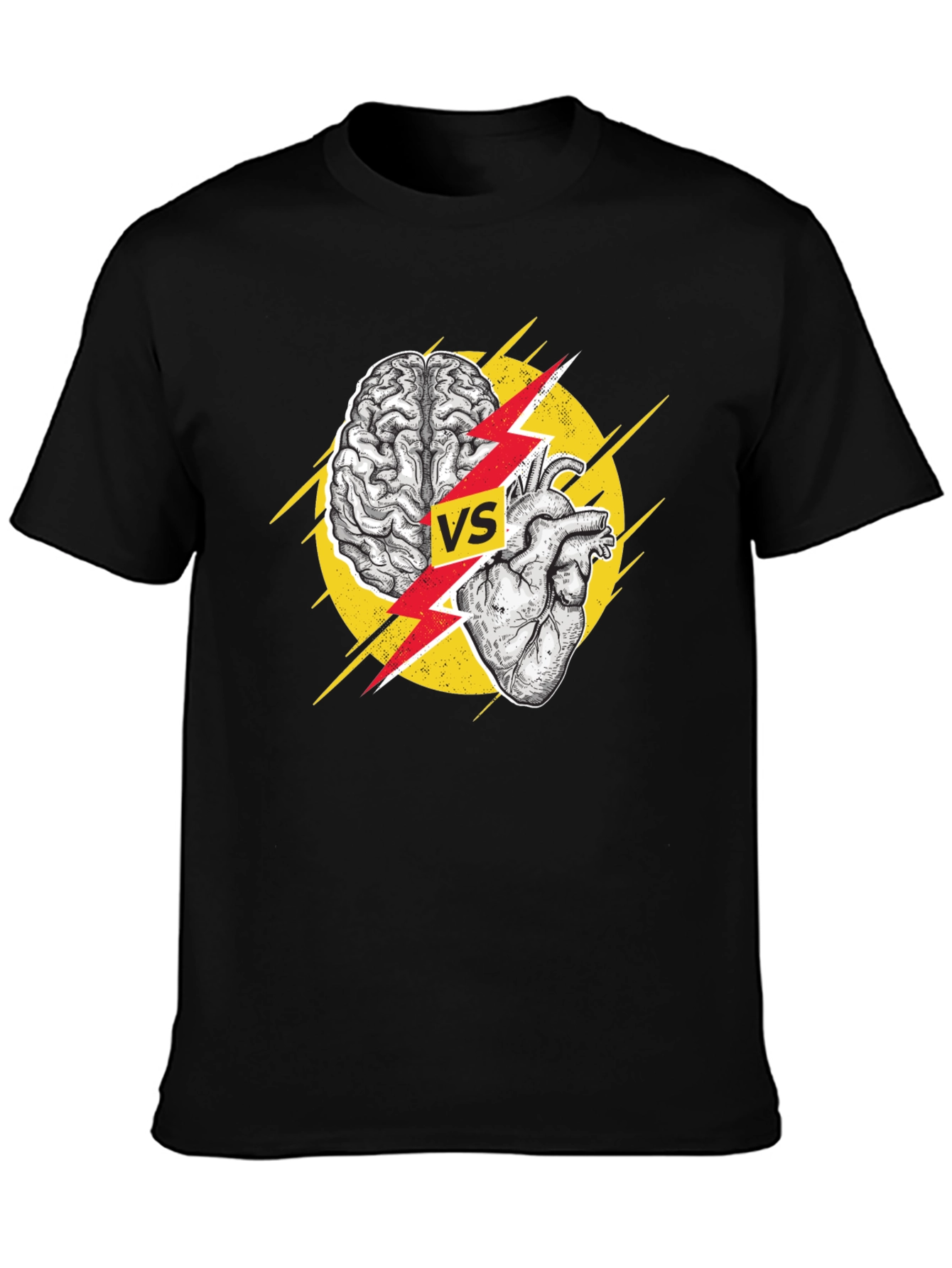 Brain vs Heart Black T-Shirt