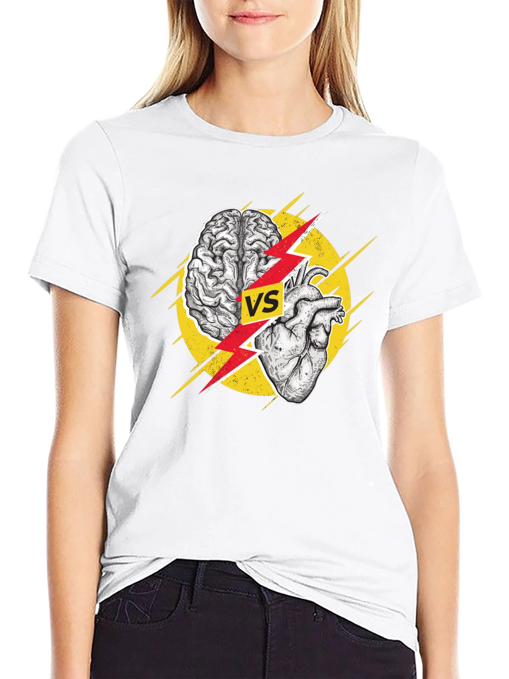 Brain vs Heart Black T-Shirt
