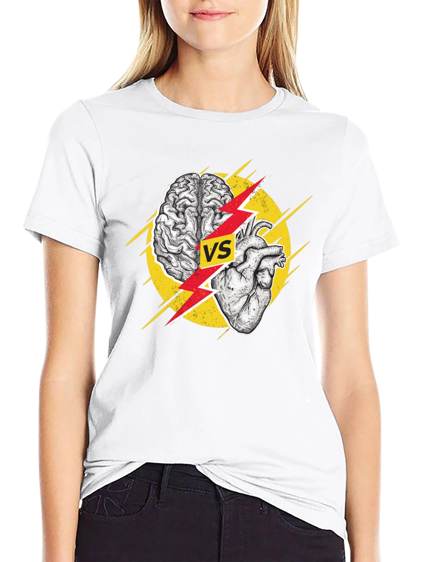 Brain vs Heart Black T-Shirt