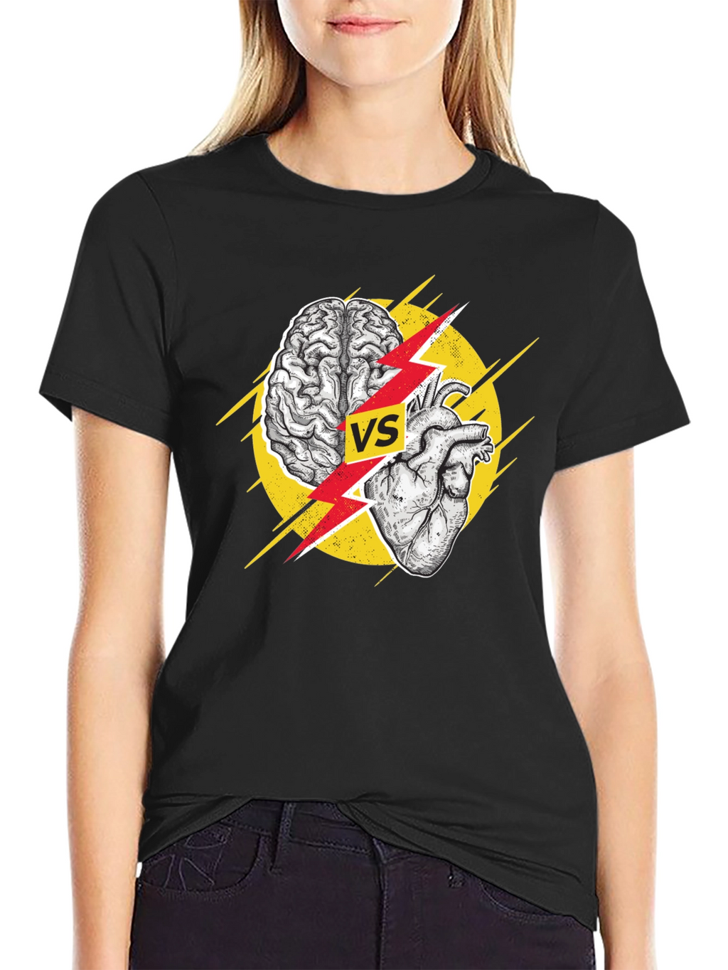 Brain vs Heart Black T-Shirt