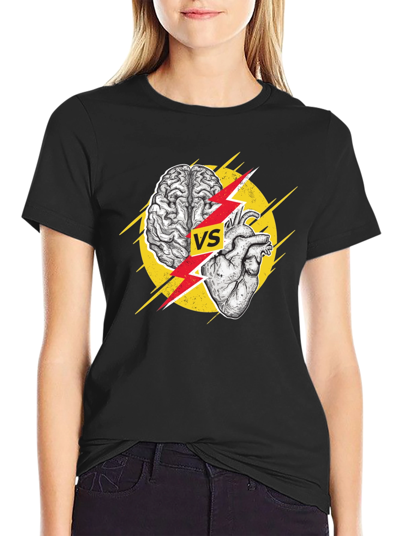 Brain vs Heart Black T-Shirt