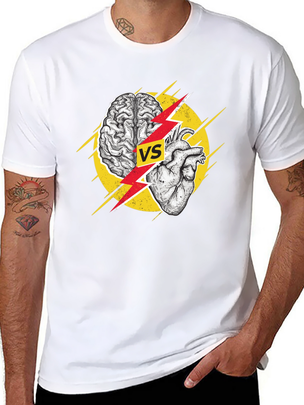 Brain vs Heart Black T-Shirt