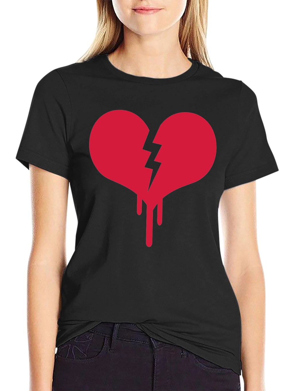 Broken Heart Drip Graphic Tee - Black
