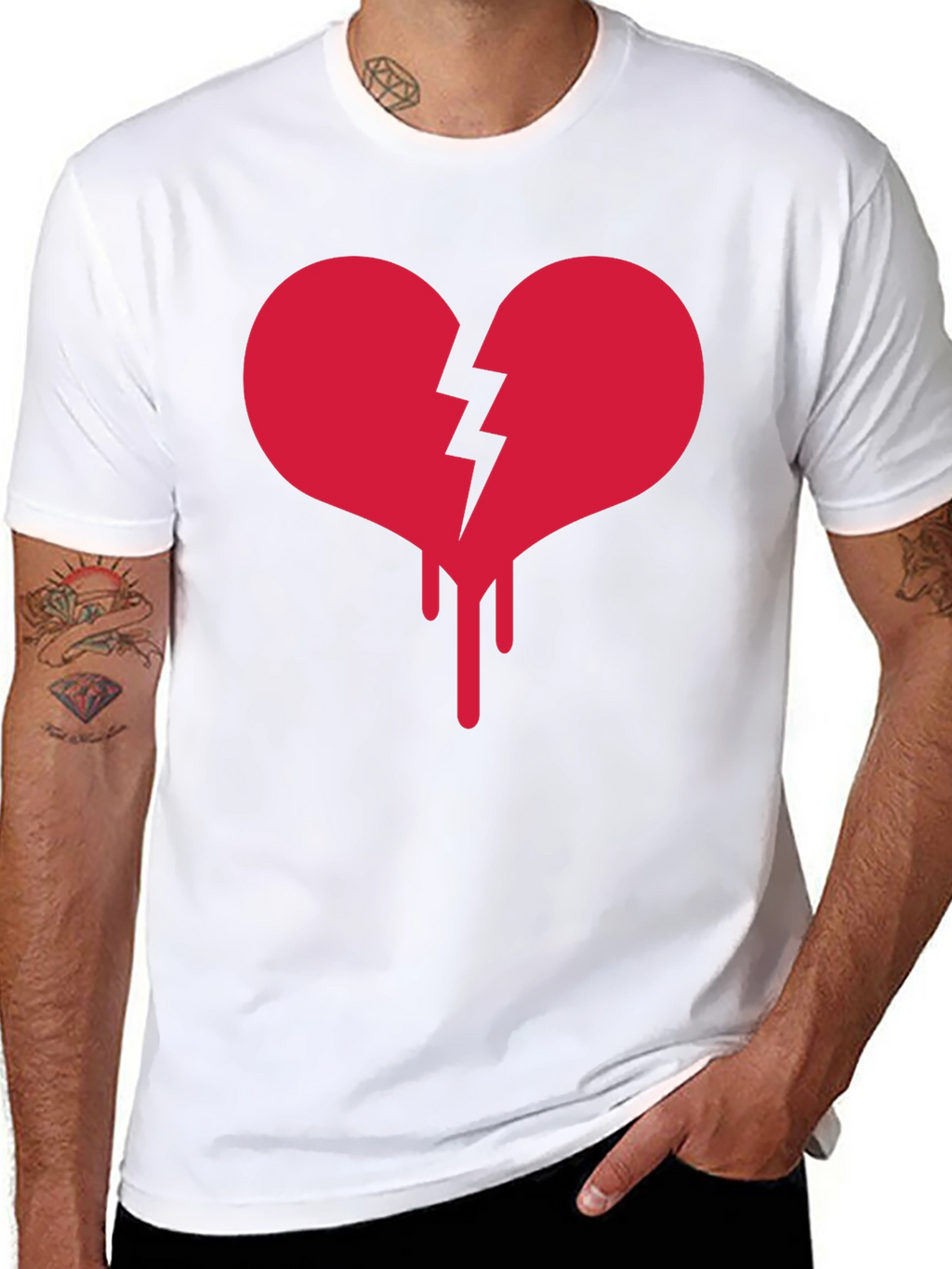 Broken Heart Drip Graphic Tee - Black