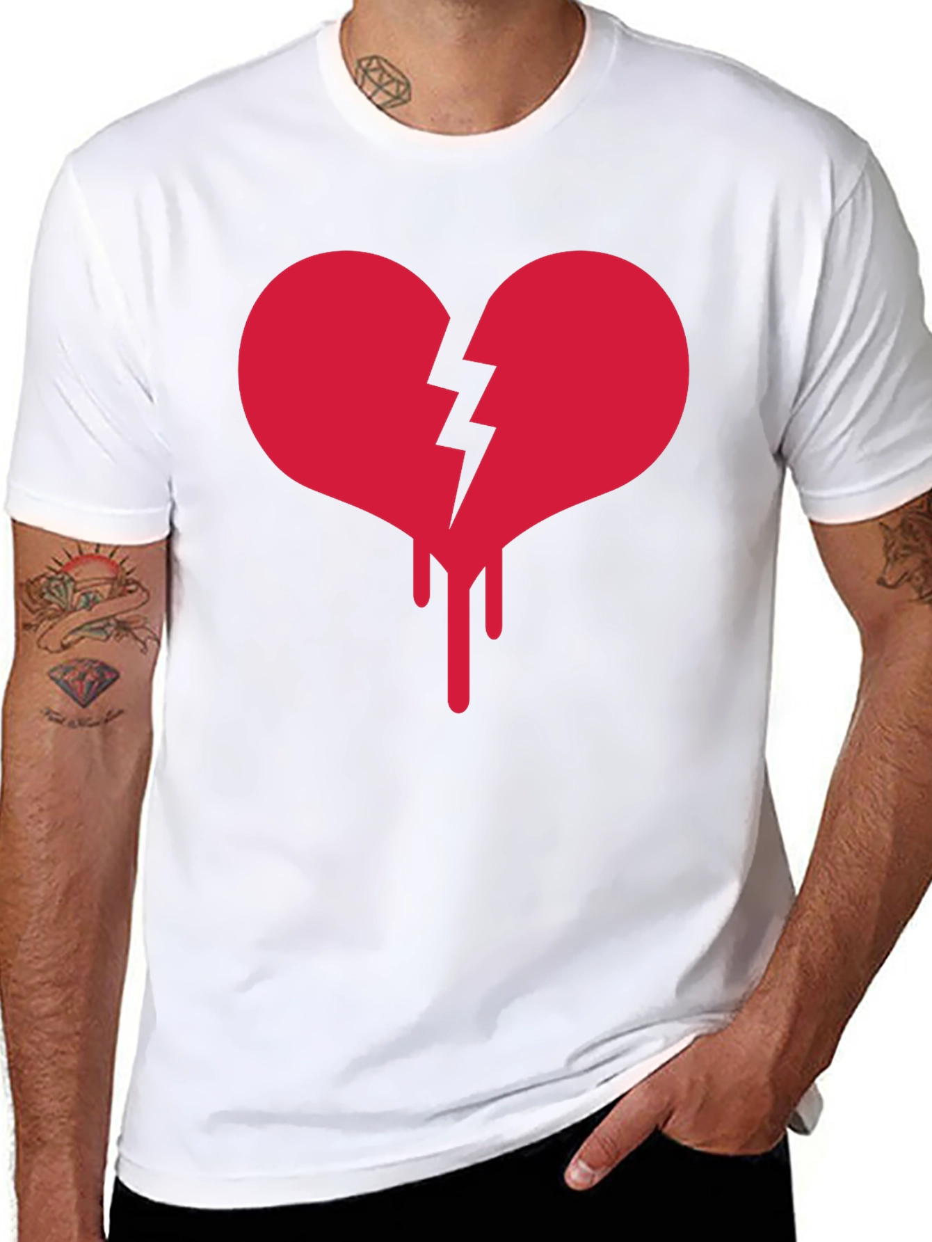 Broken Heart Drip Graphic Tee - Black