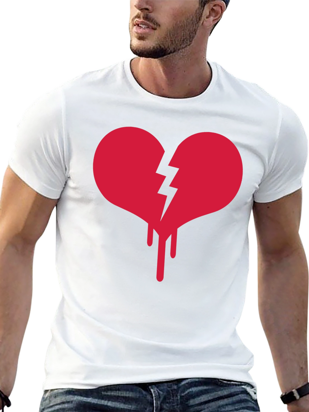 Broken Heart Drip Graphic Tee - Black