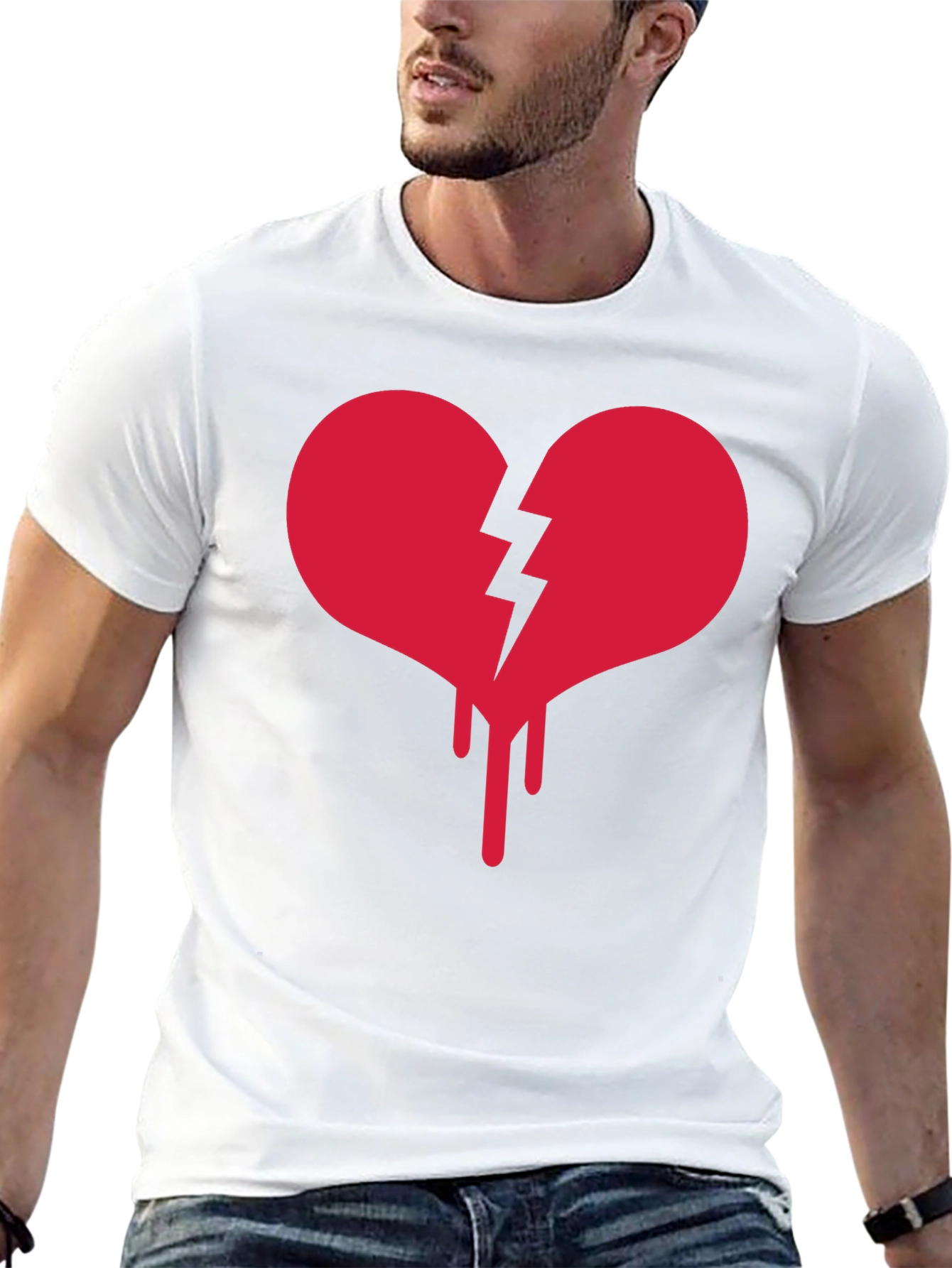 Broken Heart Drip Graphic Tee - Black