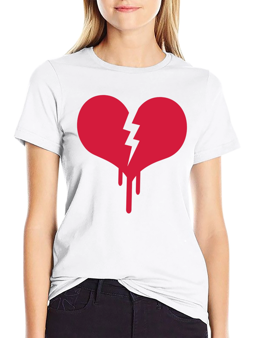 Broken Heart Drip Graphic Tee - Black