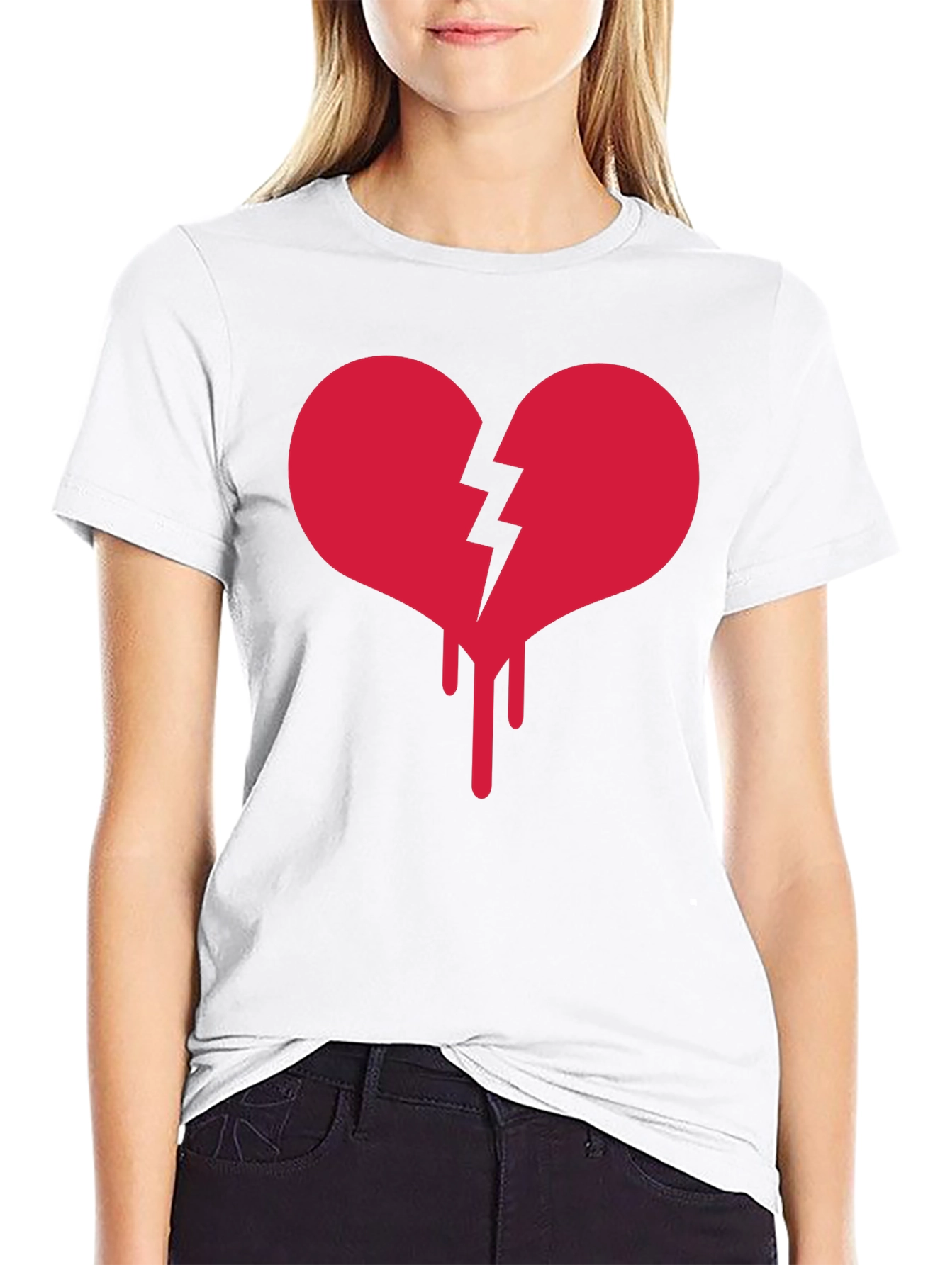Broken Heart Drip Graphic Tee - Black