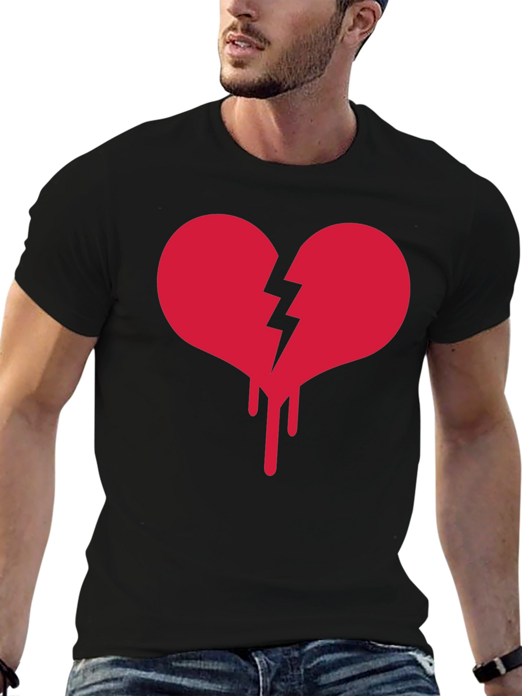 Broken Heart Drip Graphic Tee - Black