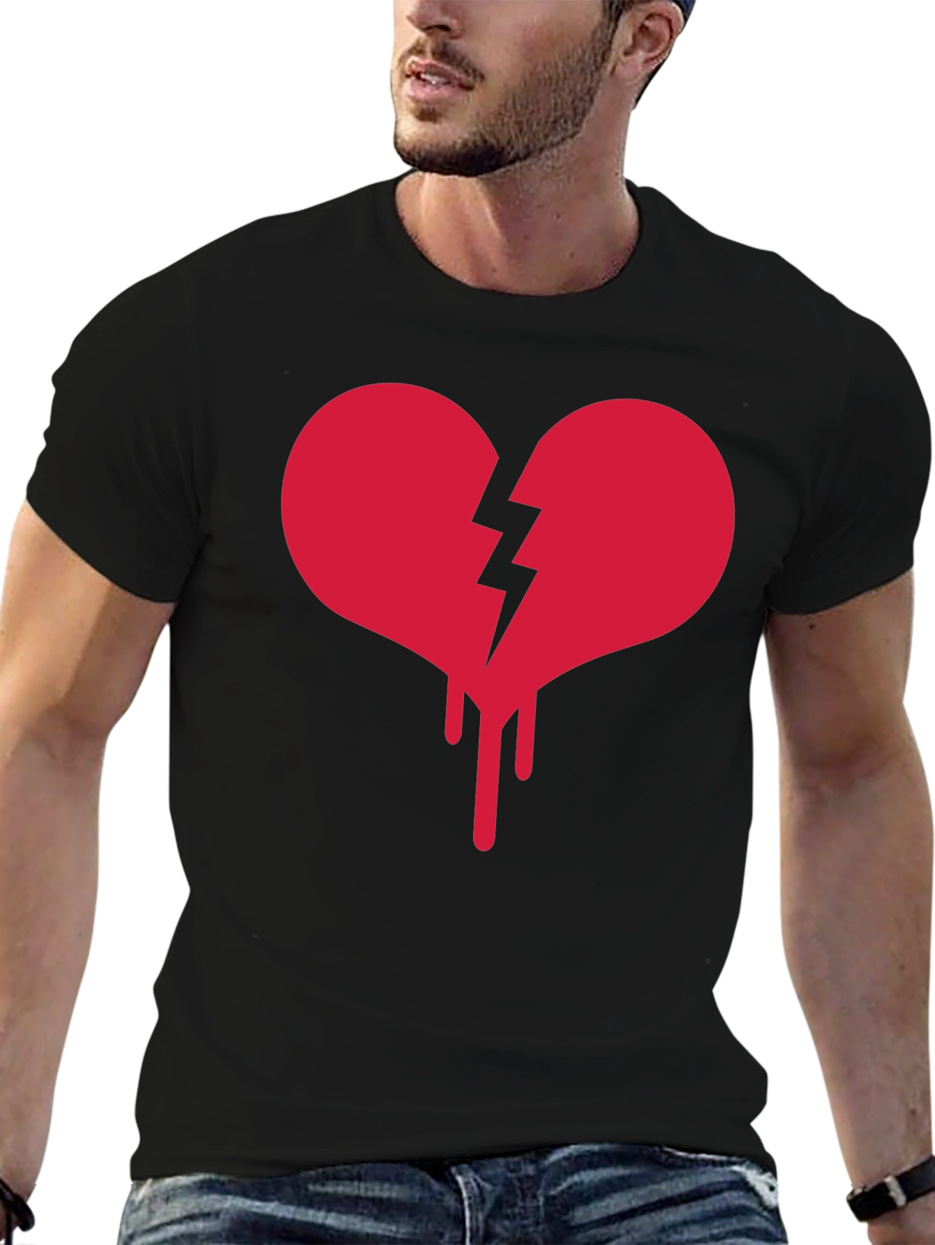 Broken Heart Drip Graphic Tee - Black